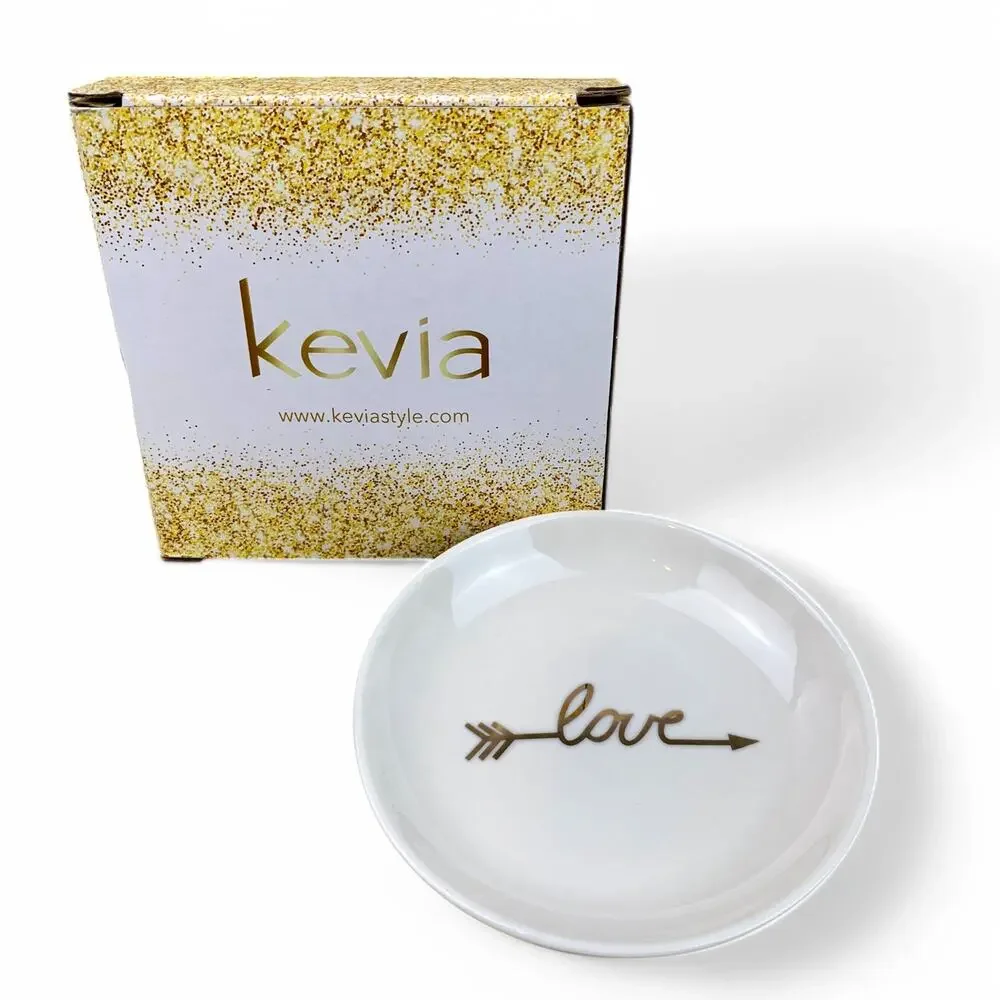 Kevia Style Love Jewelry Dish 4 Inch Ceramic Trinket Plate